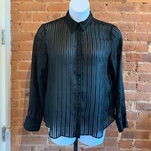 LAUREN RALPH LAUREN Sheer pinstripe buttondown